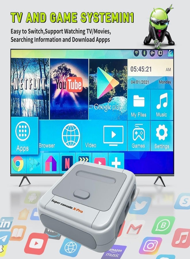كينهانك جهاز Kinhank Super Console X Pro مع أكثر من 100000 لعبة، نظام تلفزيون وألعاب في جهاز واحد، أجهزة ألعاب كلاسيكية صغيرة تدعم مخرج 4K HD/AV، متوافق مع أكثر من 63 محاكي، مزود بوحدتي تحكم للألعاب. - Image 4